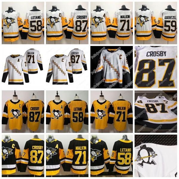 

pittsburgh penguins 2021 reverse retro jersey 71 evgeni malkin 87 sidney crosby 58 kris letang 59 jake guentzel ice hockey jersey in stock, Black;red