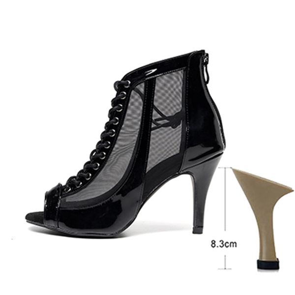 

2021 new woman ankle ballroom latin shoes black high heel salsa boots women soft bottom jazz modern dance booties 1 vx2l