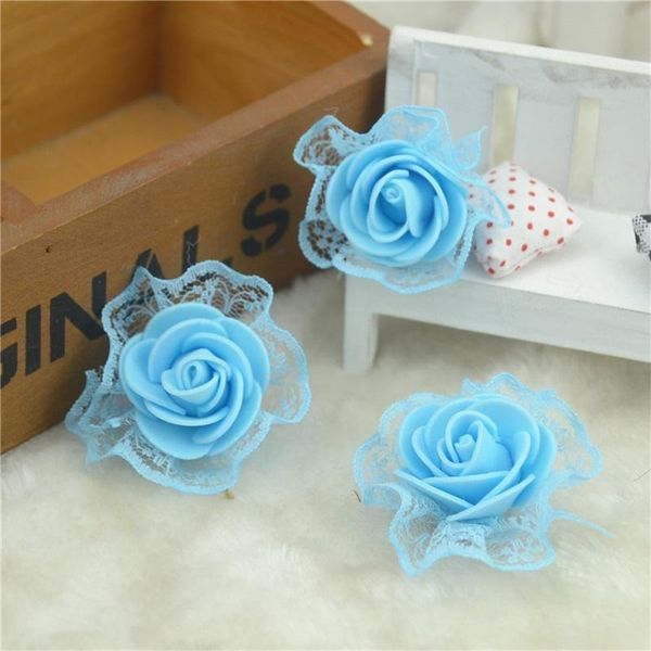 

120 шт. mini pe пена с кружевной розой искусственные цветы головы для свадебных украшений автомобилей diy помпом венок декоративные поддельн