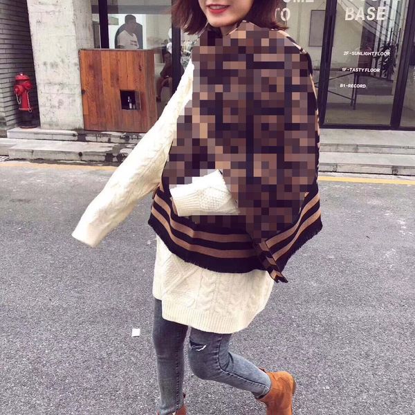 

fashion classic letter cashmere scarves for womens luxurious design long 190cm 70cm winter thermal oversized thick comfortable wearing wram, Blue;gray
