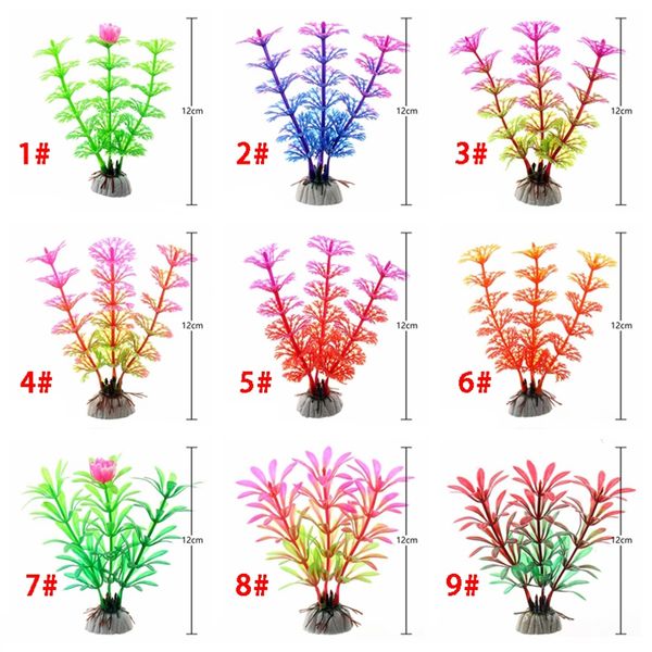 Plantas subaquáticas artificiais para aquário, plástico simulado, grama de água, tanque de peixes, verde, roxo, vermelho, grama de água, decorações de visualização, planta artificial para aquário