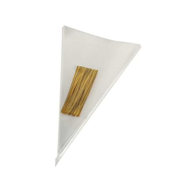 

100 шт. прозрачные конфеты упаковочные сумки свадьба день рождения украшения сладкого целлофана конфеты сумка cone хранения упаковки сумка f