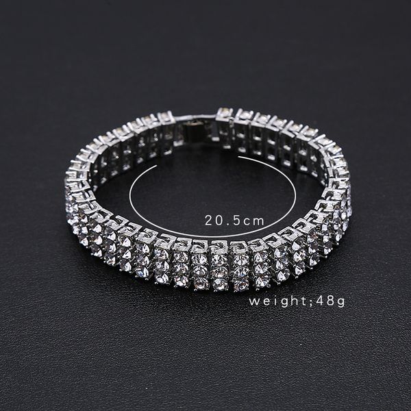 

прямые продажи в европе и америке горячие продажи hip-хоп мужские 3 ряда алмазные браслет модный рабочий браслет, Black