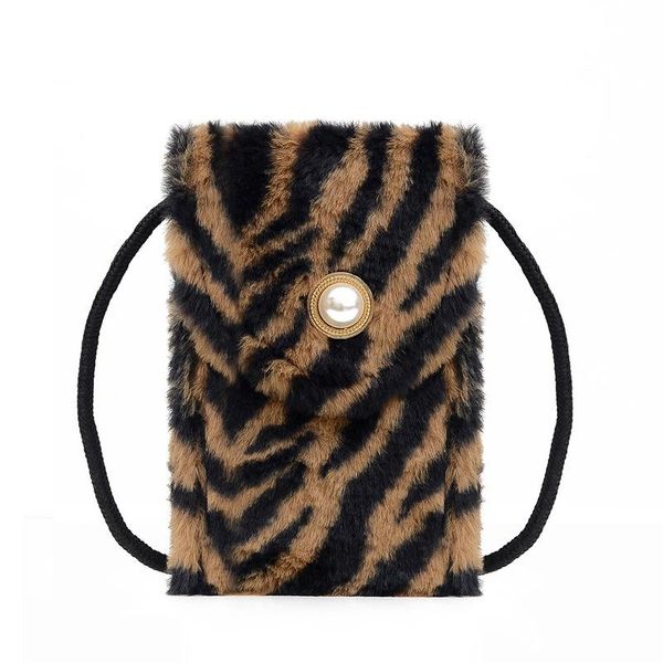 

vintage small pearl designer bag animal prints sac women's shoulder crossbody bags plush purses and handbags female phone bag