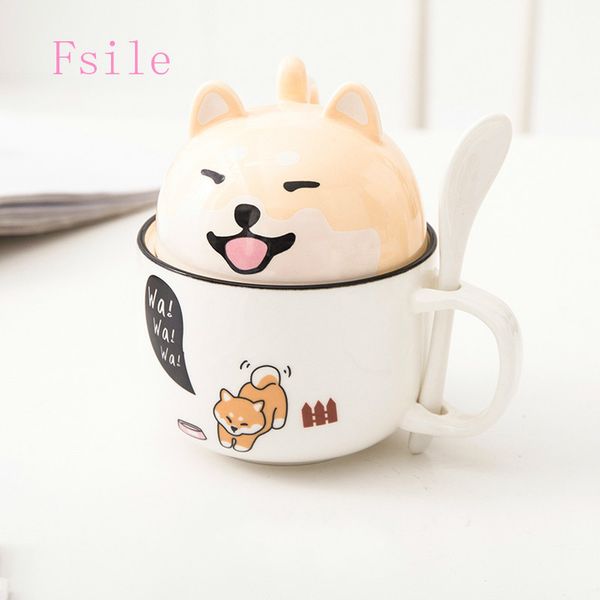

ceramic with lid spoon cute large capacity coffee mug personality creative trend couple male and female student gift cup q1218