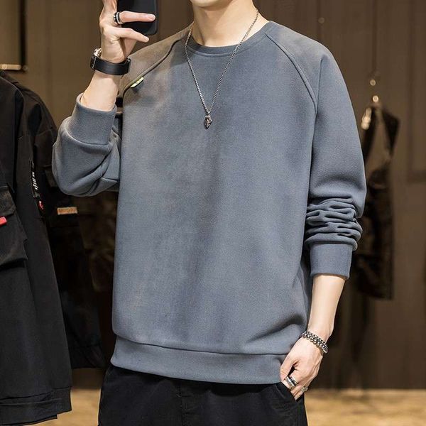 

double faced cashmere sweater winter 2020 new plush thickened long sleeve t-shirt for men's autumn wear to keep warm, Gray