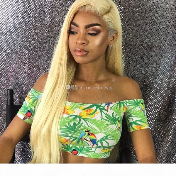 

malaysian blonde #613 full lace human hair wigs silky straight remy hair side part with bleached knots hand tied, Black;brown