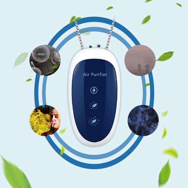 

necklace air purifier, mini portable personal hanging air purifier with 120 million negative ion freshener