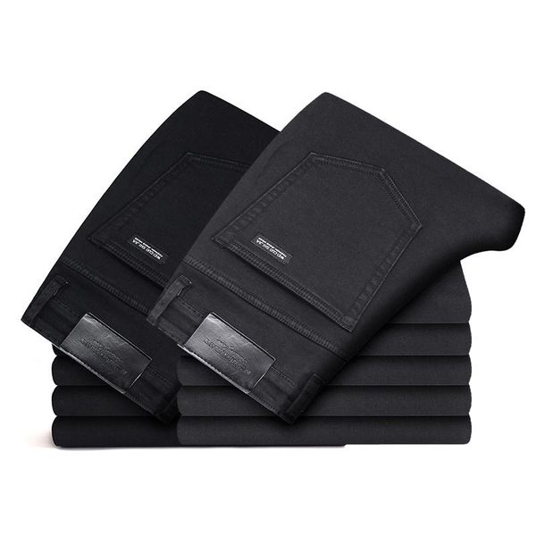 

men's jeans 2021 black grey brands trousers men clothes elasticity skinny business casual male denim slim pants classic style, Blue