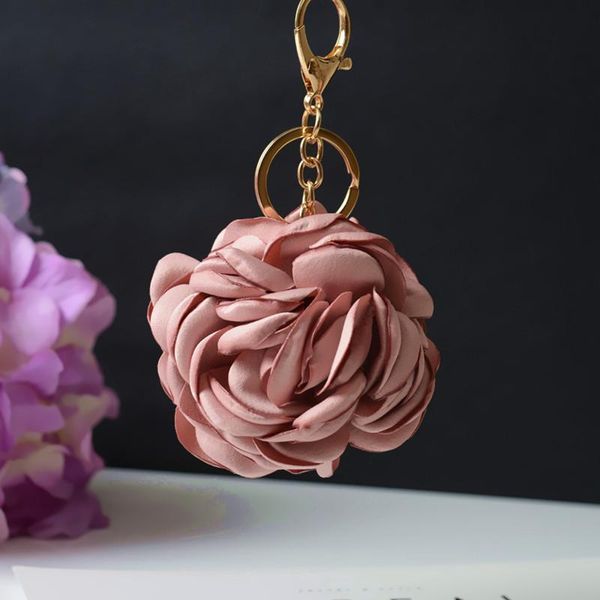 

new leather strap rose flowers keychain bag pendant car accessory charm for women key chain buckle key ring porte clef eh591 h bbyuhj