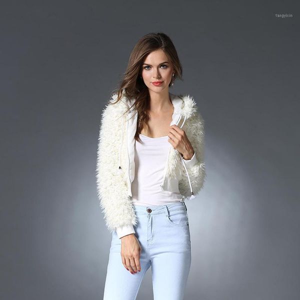 

warm coats and jackets women faux lamb fur coat cotton parka coats female spring-fall hoodie slim short parks with fur1, Black