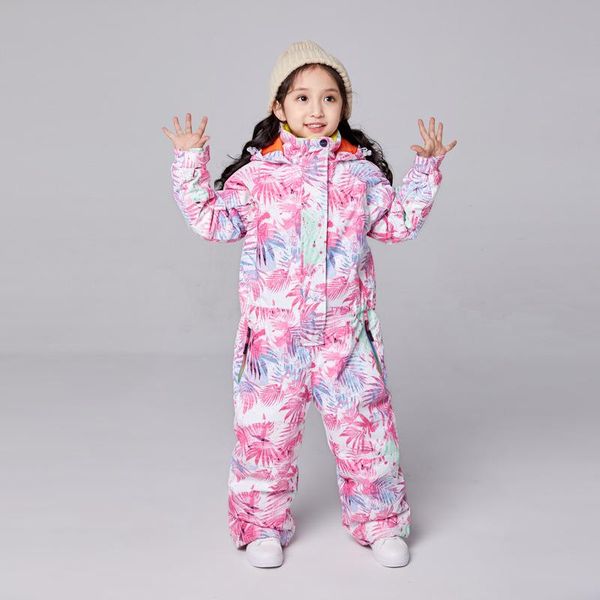 

children jumpsuit ski set girl siamese waterproof boy outdoor snowboard jacket warm cartoon hooded overalls kids skiing suit