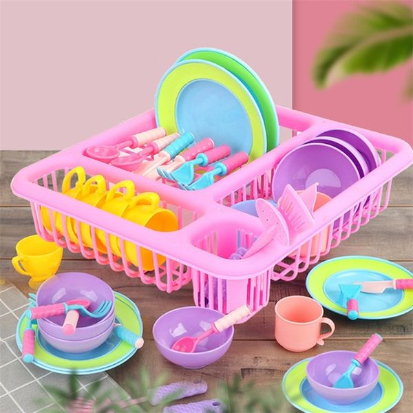 

education for kids fun learning toys for children pretend play dishes kitchen playset wash and dry tableware dish rack toy w820 y200428