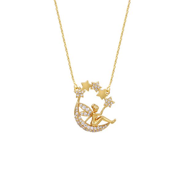 

2020 xu ping jewelry simple angel necklace gold-plated necklace women, Silver