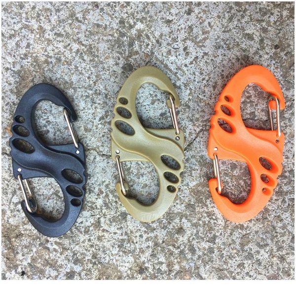 

20pcs mini plastic hollow climbing carabiner clip dual release buckles molle tactical backpack bag edc tools camping acc qylbzs