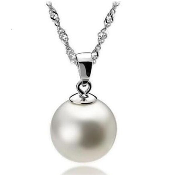 

925 sterling 12mm pearl pendant necklace choker with chain fashion silver jewelry wholesale