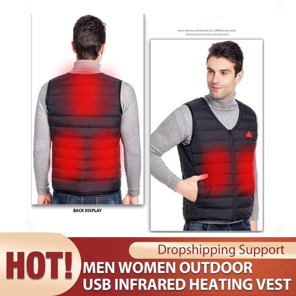 

winter warm 5 places heated usb hiking vest men women fleece outdoor waistcoat ski fishing infrared electric heating clothing, Black;white
