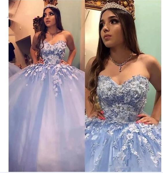 

2021 sweet ball gown quinceanera dresses lace 3d floral cinderella beaded arabic vestidos de 15 16 17 18 anos long party prom gowns, Black