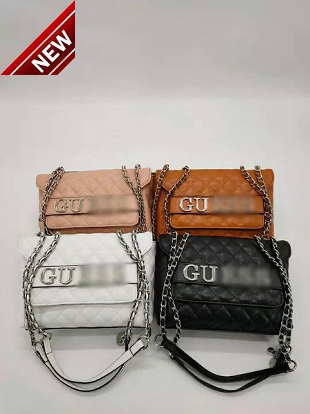 

2022 new gue s embroidered lattice lid portable shoulder large capacity chain bag
