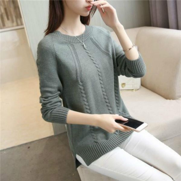 

women's sweaters 2021 autumn women sweater outerwear style fashion o-neck pullover winter render tees casual solid female, White;black
