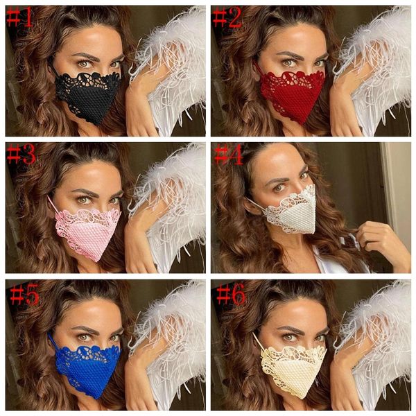

factory price 6 styles protective fashion lace personality dustproof breathable cotton cloth washable reusable face mas pjedc