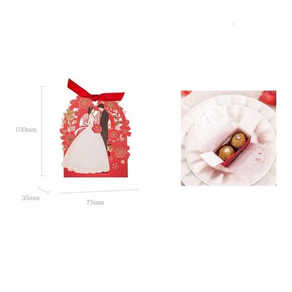 

romantic wedding elegant gift red guest flower groom bride laser cut sweet favors candy box