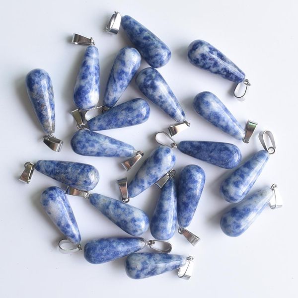 

оптовая продажа 30 шт. / лот мода натуральный содалит камень длинные падение форма подвески подвески для ювелирных аксессуары сделайте беспл, Silver
