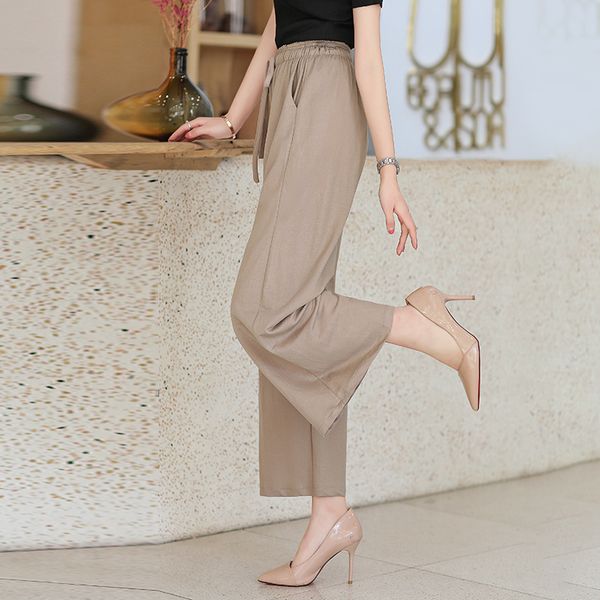 

2021 new wide leg pants summer women harem pants high waist summer plus size casual retro print ankle-length trousers 6jgw, Black;white