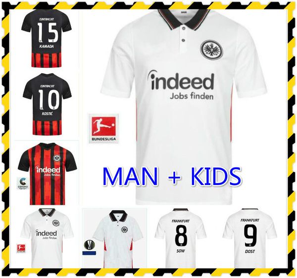 

20 21 eintratht франкфурт футбол джерси сильва коста 2020 2021 франкфурт главная дост sow kostic hinteregger kamada men kids kit футбольная, Black;yellow