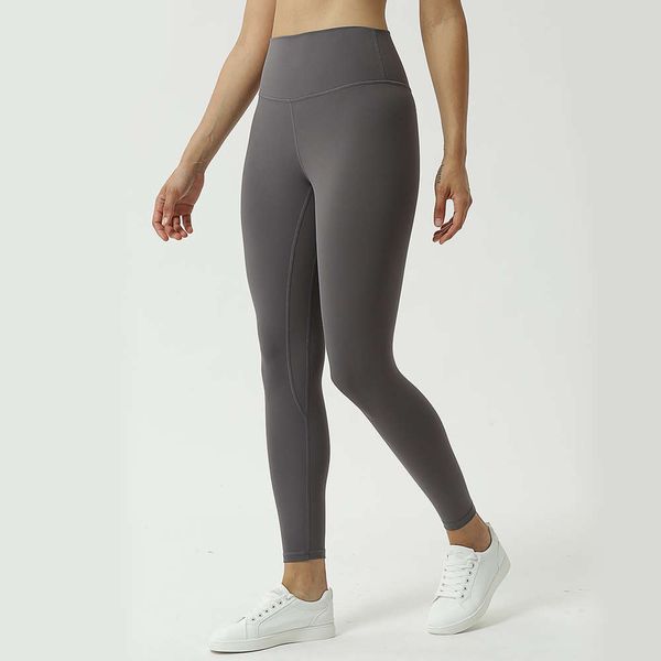 

new style double faced buffed solid women's tight fit high waist naked yoga pants, Black