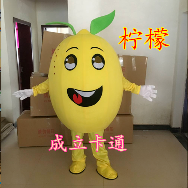 

mascot costumes fruit lemon mascot costume suits party dress outfits clothing fursuit cartoon character someone inside, Red;yellow