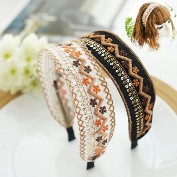 

hair accessories embroidery flower headbands for women korea headband hairband national head style band colorful wrap y8w4
