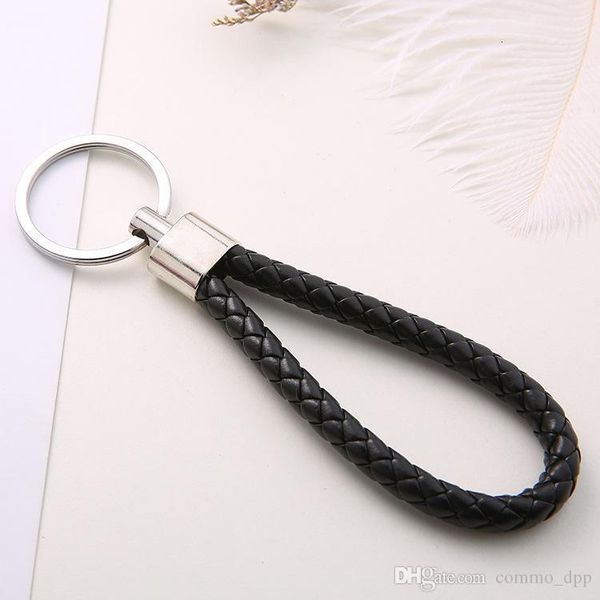 

keychain 30 color pu leather braided rope woven rings fit diy circle pendant key chains holder car keyrings jewelry acce, Silver