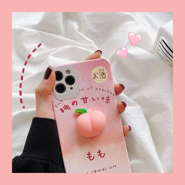 

fun decomprsion and pinching 3d peach 12pro max mini x xr mobile phone case vip 7 / 8plus girl's heart i11 creative anti falling4fre