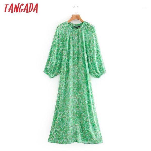 

tangada fashion women leaves print dress 2020 new arrival vintage ladies loose midi dress vestidos ce5071, Black;gray