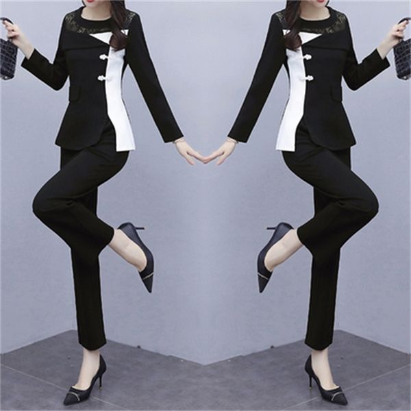 

deusa piece all woman lady suit from the office blazer suits with pants femme arise women's 439l, White;black