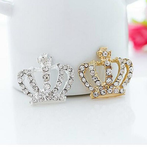 

10pcs fashion metal silver rhinestone crown flatback for wedding diy crafts kits yyy93431, Slivery;white