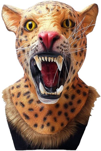 Mascote trajes leopardo máscara realista animal selvagem preto pantera látex máscara novidade diateen traje festa de látex animal máscara