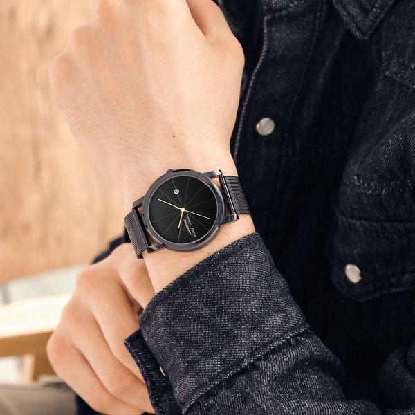 

lanberz fashion men's watch men's waterproof quartz watch business, Slivery;brown