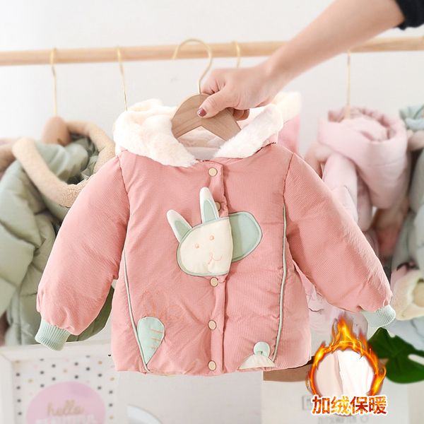 

winter girl baby clothing 2020 new korean version children's foreign style down cotton padded jacket for, Blue;gray
