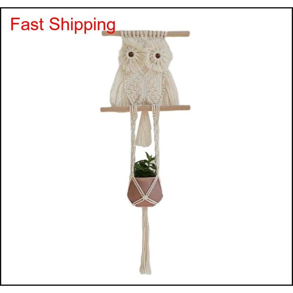 

universal handmade owl net bag macrame plant hanger woven han qylree garden2010