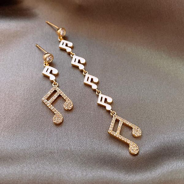 

unusual earrings musical note modeling asymmetric long drop earrings kawaii 2021 trend women fashion party, Silver