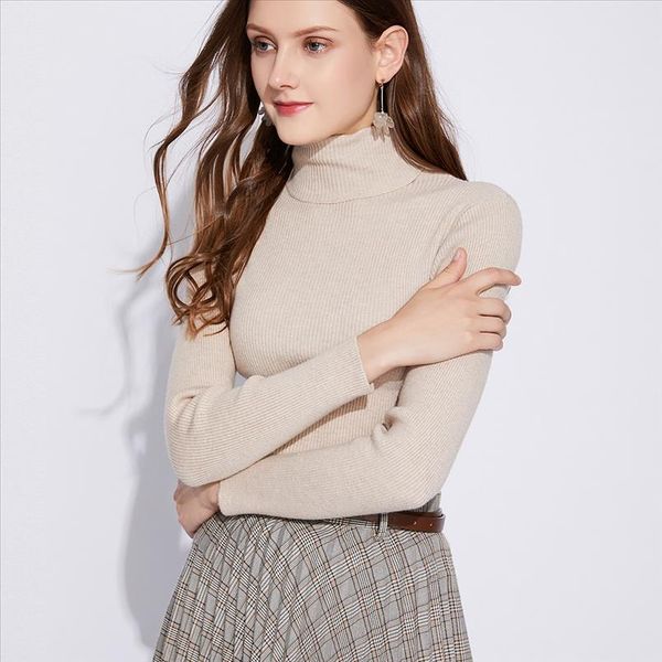 

hlbcbg мода водолазки теплые женщины свитер высокие шеи вязаный свитер пуловеры с пальцем отверстия падение осень осень зимний джемпер, White;black