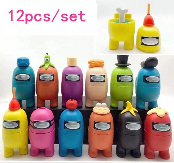 

12pcs/lot among us game dolls figure model toys computer deskaccessories christmas gifts for childrens 2020 to my daughter