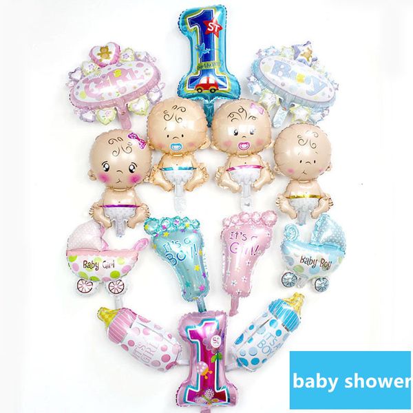 

shower boy baby girl feet feeding bottle number set toys foil balloons suit kid child birthday party decorationoutletdxdm