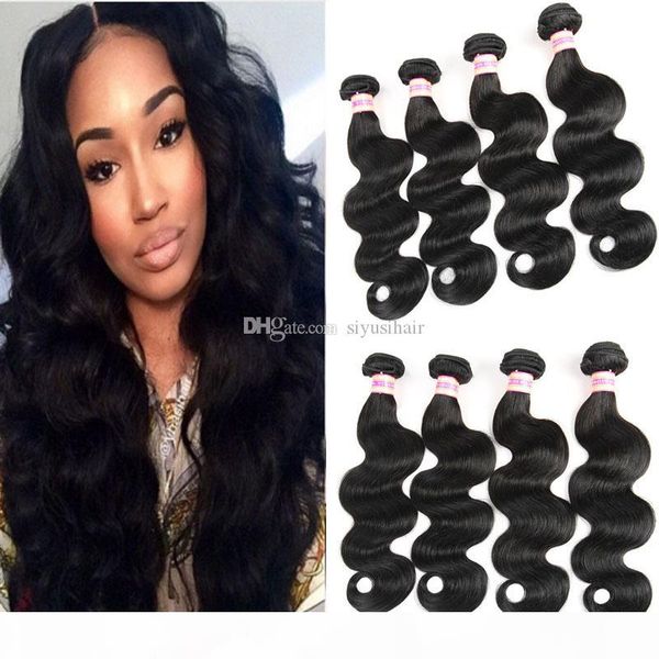 

brazilian virgin human hair weave extensions 3 or 4 bundles indian malaysian peruvian body wave hair weaves, Black