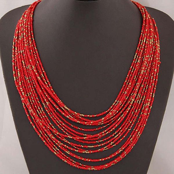 

chains fashion boho necklace women jewelry beads multi-layer choker statement necklaces & pendants bijoux collar, Silver