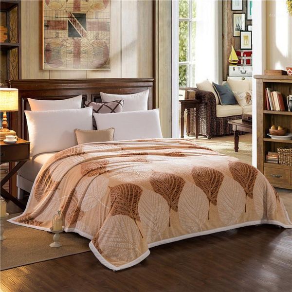 

3d embossed flower fleece blanket brown leaf flannel bed sheet queen king size warm soft winter throw mink velvet home textile1