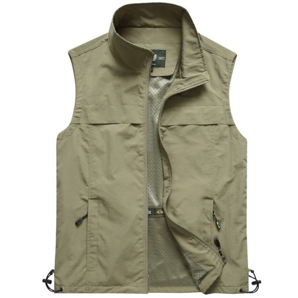 2020 Nuovo Giacche Casual Giacche casual da uomo sottile maglia senza maniche con cerniera Photography Gilet Vestito da lavoro a secco veloce Vestito da lavoro maschio 5xl