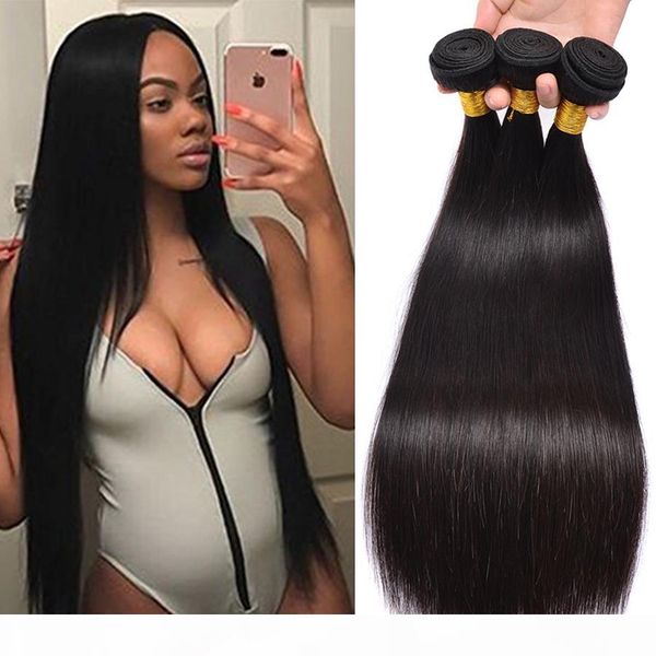 

8a great remy straight hair weave brazilian peruvian malaysian indian 100% virgin human hair weave 10-30" 3bundles wholesale, Black;brown